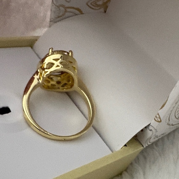 Charter Club Gold Plated Ring with Brown Stone - Picture 3 of 3